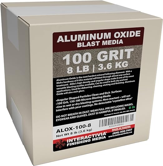 #100 Aluminum Oxide - 8 LBS - Medium Sand Blasting Abrasive Media for Blasting Cabinet and Blasting Guns.