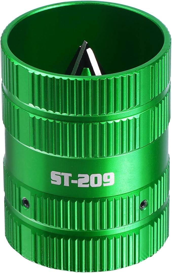 Metal Pipe Reamer for Copper PVC Pipe, Deburring Tool, PlumbingTools, 1/4” to 1-5/8” Inner/Outer Tubing Cleaner, Tube Chamfering Tool (Green)