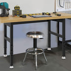 60'' Adjustable Workbench Table, Metal Tool Bench Work Bench for Garage, Large Load Capacity Workshop Table for Office,Workshop,Home, Easy Assembly