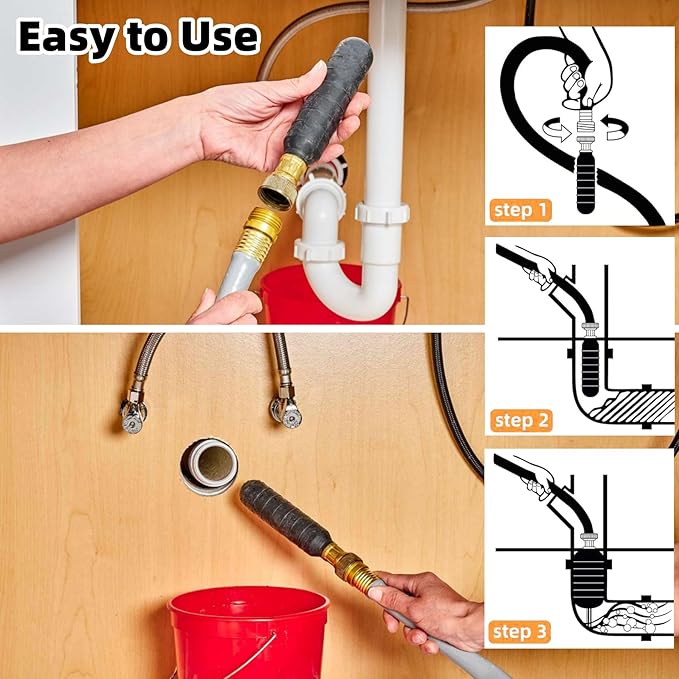 Drain Cleaning Bladder for 1.5-3 Inch Pipes Powerful Blockage Removal in Kitchen Bathroom Bathtub Swimming Pool and Sewer Lines Using Water Pressure