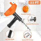 33 Feet Drain Snake Auger, Plumbing Snake Drain Hair Clog Removal Tool, Sink Unclogger Drain, Heavy Duty Toilet Snake Auger, Cleaner Tool for Bathroom Kitchen Tub Shower Drain Clog Remover with Gloves