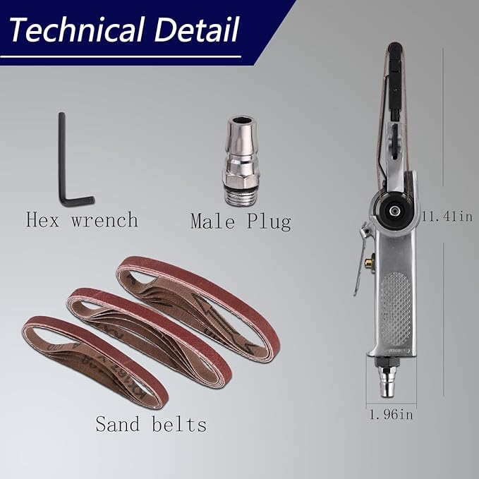 Pneumatic Belt Sander Air Powered 1.5HP 6CFM Air Tools 3/8" Handheld Belt Sander Mini Belt Sander