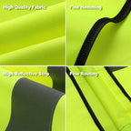 BeautyWill Custom Safety Vest Customized Logo Class 2 High Visibility Reflective Vest with Pockets Construction workwear