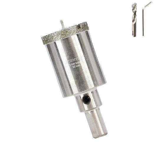 1-1/4inch | 32mm Diamond Hole Saw with Center Drill bit and Diamond-Coated Center Drill bit for Ceramic Glass Marble Fiberglass Granite and Porcelain Tiles by CENYB