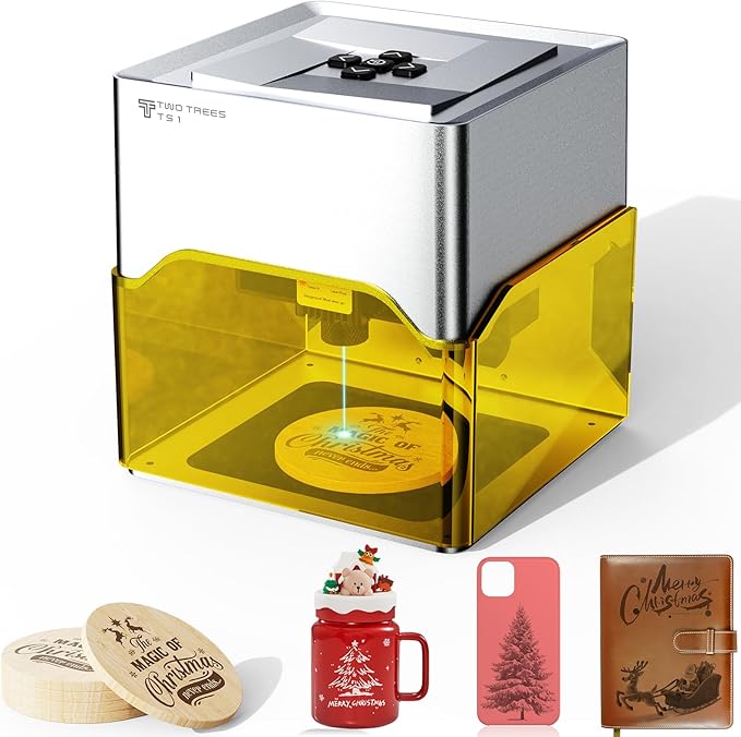 Laser Engraver Machine TS1, 3W Mini Laser Engraving Machine for Wood Leather Acrylic, LightBurn Compatible, Precision DIY Engraving Tool for Home