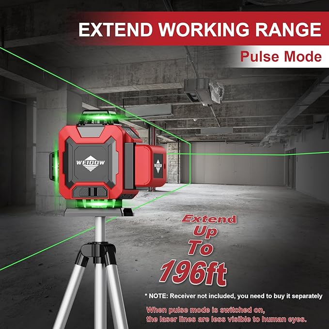 Laser Level 360 Self Leveling with Tripod,WEIDDW 4D Lazer Level,4x360° Cross Line Laser for Construction Project Renovation,Floor Tile, Laser Level Lines Tool