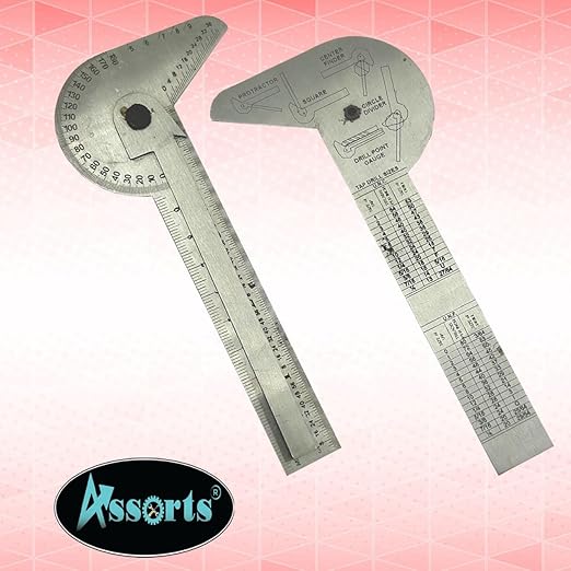 Assorts Multi Purpose Protractor Square Rule Centre Finder Divider Drill Point Gauge