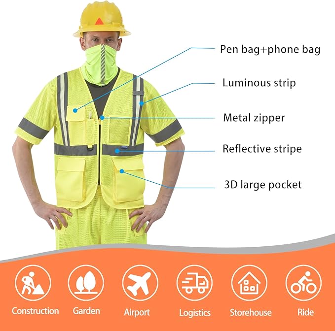 A-SAFETY 4XL 5XL class 3 Glow high vis vest