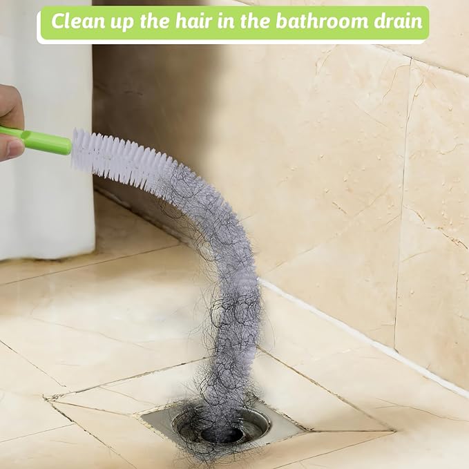 Sewer Drain Brush, Drain Clog Remover, 17inch Flexible Long Pipe Hair Clogs Catcher Cleaner Tool for Toilet, Kitchen Sink, Bathroom Tub, Sewer Drain