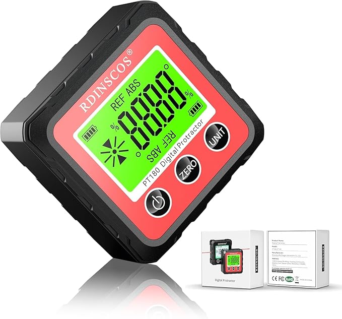 Digital Angle Finder Magnetic Table Saw Angle Finder Tool - Digital Inclinometer -4 of 90 Degree Finder Angle Cube Digital Protractor Bevel Gauge for Woodworking Micro Jig (PT180R)