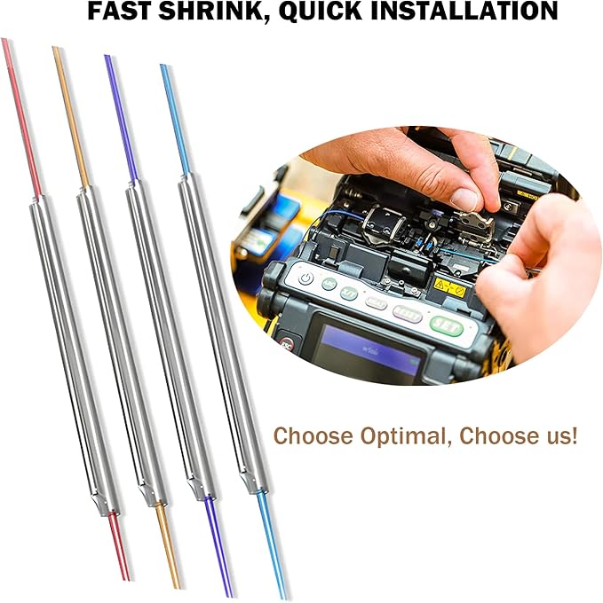 Premium Fiber Optic Fusion Splicing Sleeves Protector Adapter Heat Shrink Tube Clear 1000pcs Per Box 2.5mm Dia After Recovery,45mm (L)