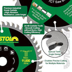 Circular Saw Blade 5-1/2 Inch - 24&48T ABT Wood Cutting Saw Blade with 5/8” Arbor for Wood, Plastic, Plywood, Particle Boards, Multilayer Boards(2 Pack)