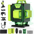 16 Line Laser Level 360 Self Leveling,4x360° Professional 4D Cross Line Green lazer Level with 2 Batteries for Construction and Picture Hanging,Adjustable Brightness Magnetic Bracket,Remote Control