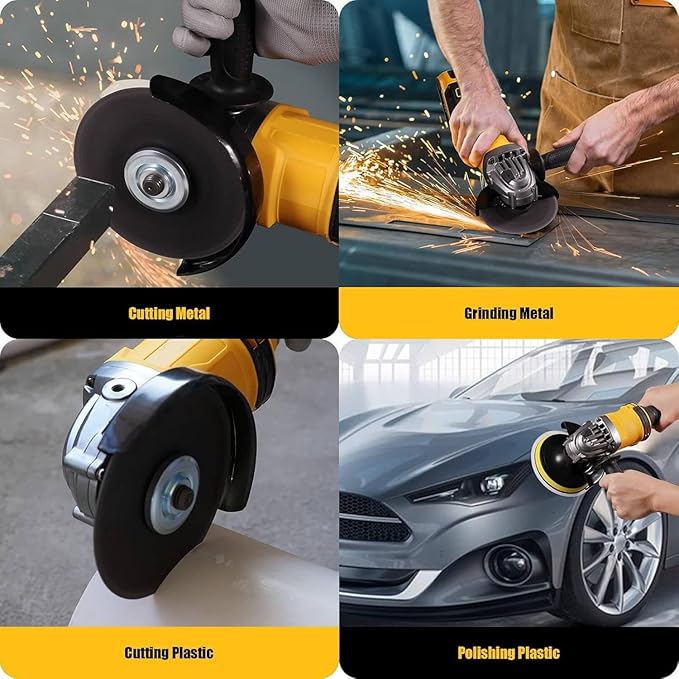 Cordless Angle Grinder Compatible With Dewalt 20V MAX Battery 4-1/2" Grinder Power Tools Battery Powered Brushless 3 Variable Speed For Cutting, Griding, Polishing (Tool Only)
