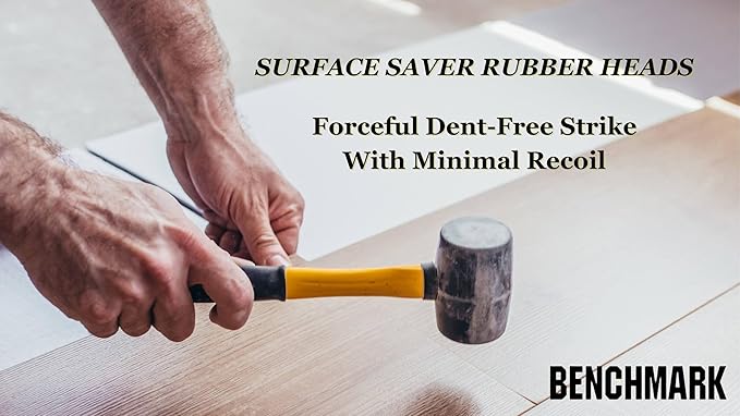 Benchmark - Rubber Mallet Set - 3 Sizes (8 oz, 16 oz, 32 oz) - Durable Low Recoil Rubber Heads with Sure Grip Fiberglass Handles