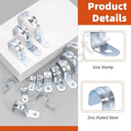 Tanstic 30Pcs 3/8 Inch EMT Pipe Strap Zinc Plated Steel One Hole Strap Conduit Clamp Rigid Pipe Strap for Pipe Fixing