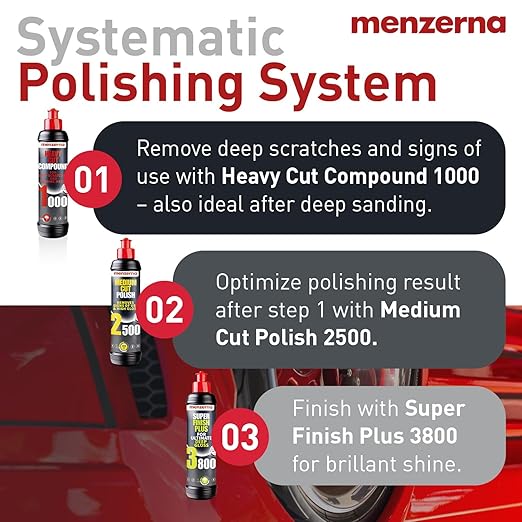 menzerna Polishing Set – HCC1000, MCC2500 & 3800 | 3-Step System for Scratch Removal, Swirl Elimination & Mirror-Like Finish