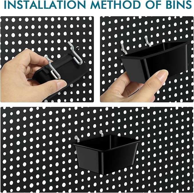 248PCS Pegboard Accessories Organizer Kit,1/8 and 1/4 inch Pegboard Hooks Assortment, Pegboard Bins, Metal Hooks for Hanging Storage (Black)