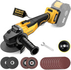 Brushless Angle Grinder, for DEWALT 20V Battery, 4-1/2" Cordless Small Angle Grinder with Auxiliary Handle, 10 Sandpapers, 2 Cutting & 2 Grinding Wheels, Pin Wrench, Lock-on Slide Switch for Polishing
