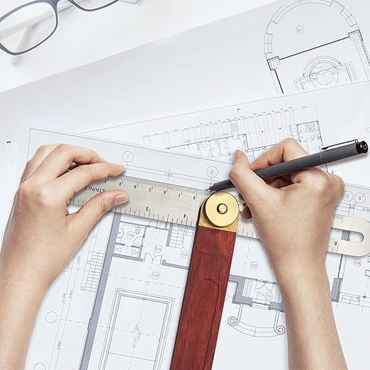 Bevel Gauge, Sliding Bevel Gauge, 8 Inch T Bevel Angle Finder with Wooden Handle T Measurements Ruler for for Craftsman Carpenter