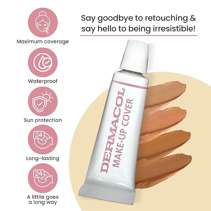 Dermacol Full Coverage Foundation | Long Lasting Waterproof Makeup Cover Cream SPF30 | Hypoallergenic & Light Weight Liquid | Tattoo, Acne, Spots, Under-eye Skin Cover-up - 30g-VeraVaultWomen