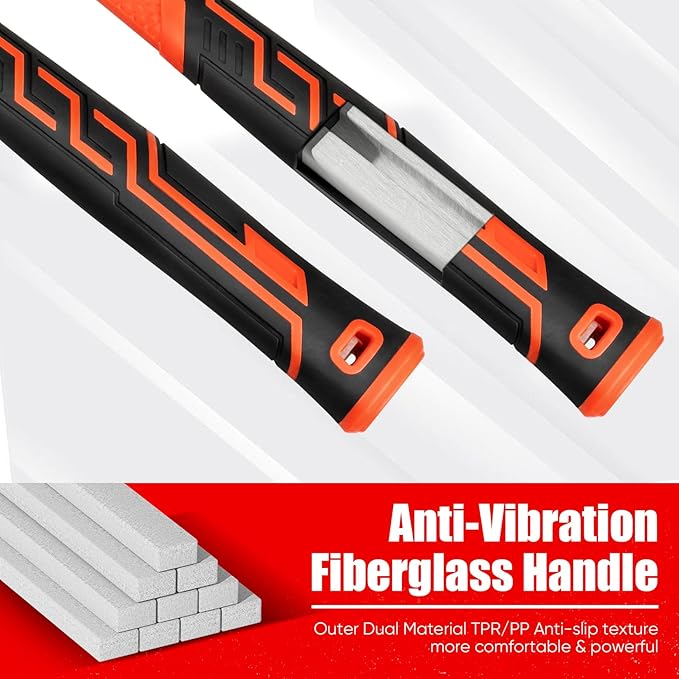 2-Piece Rubber Mallet Hammer Set, 16oz Rubber Hammer & 35mm Double-Faced Soft Mallet with 2pcs Relaceable Heads, Fiberglass Shockproof Cushioned Grip, Damage-Free to Floor, Tile, Crafts