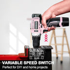 GardenJoy Cordless Power Drill Set: 12V Electric Drill with Battery and Charger, 65pcs Acessories, 3/8"Keyless Chuck, 2 Variable Speed, 24+1 Position, Compact Drill Driver Kit for Home & DIY Project