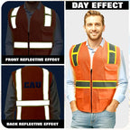 BeautyWill Custom Safety Vest Customized Logo Class 2 High Visibility Reflective Vest with Pockets Construction workwear