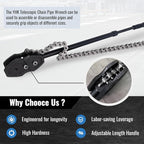 YHK Chain Pipe Wrench, Chain Tongs with 41.3" Chain Length and 35.4”-47.2” Telescopic Handle Length, Chain Wrench for Pipe Installation, Repair, and Maintenance, Fit for 1-1/2"-8" Pipe Diameters
