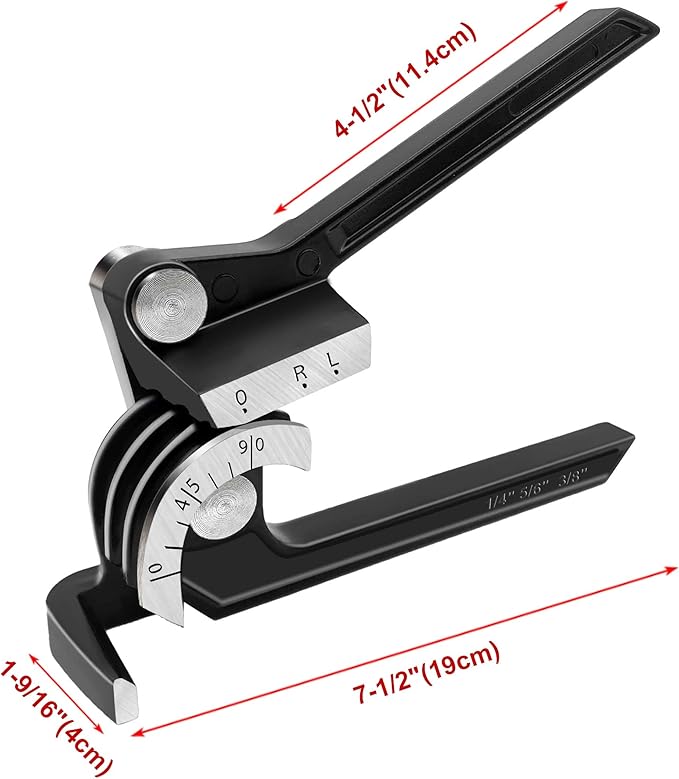 HAUTMEC Tube Bender,90 Degree 3-IN-1 pipe bender for 1/4" 5/16" 3/8" Copper Aluminum and Brass Pipes HT0004-PL