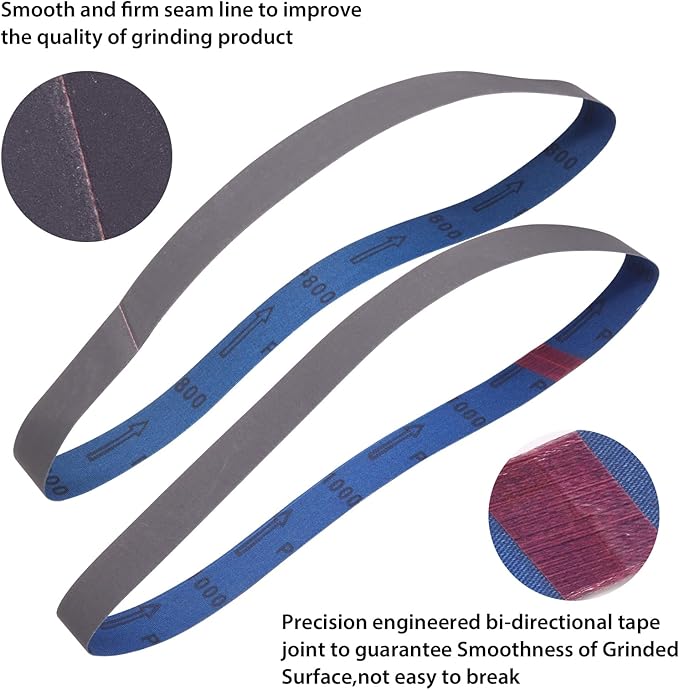 15 Pack 1 x 42 Inch Silicon Carbide Sanding Belts, 1x42 Knife Sharpening Sanding Belt, 5 Pcs Each of 600, 800, 1000 Grits Sanding Belt for Belt Sander