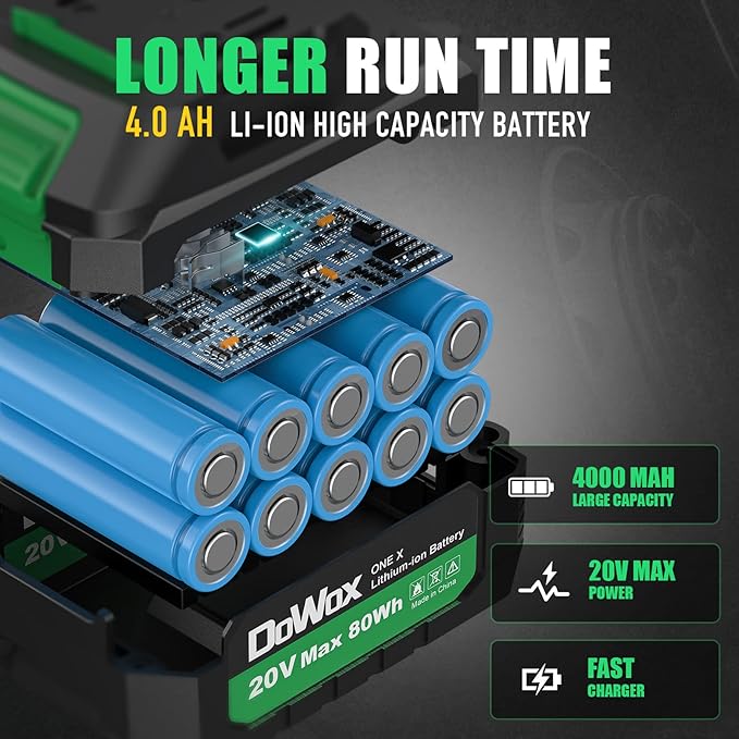 Cordless Impact Wrench 1/2 Inch, High Torque 1200 Ft-lbs Brushless Impact Gun, 20V Power 4.0 Ah Battery, Fast Charger, 5 Pcs Sockets and Tool Box Kit