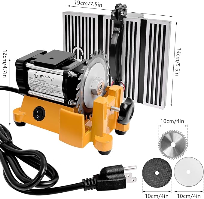 4" Mini Table Saw, 60W 110V Portable Miter Saw Table Saw Bench Electric Cutting Machine for DIY Handmade Woodworking Crafts, with 3 Blades