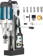 ZELCAN 1200W Mag Drill Press, Portable Magnetic Drill Press with 2" Boring Diameter, Heavy Duty Magnetic Drill with 6 Drill Bits, 2920 lbf 500 rpm Electric Drilling Machine with All-Copper Motor