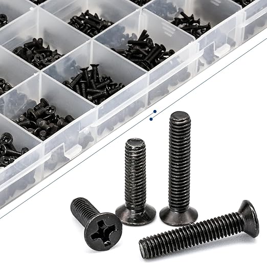 NINDEJIN 720pcs Laptop Notebook Computer Carbon Steel Screws Kit Set, Flat Head Phillips Screw Assortments, M1.4/1.7/2/2.5/3 Countersunk ssd Screws Accessories for SSD Toshiba DELL Sony Samsung