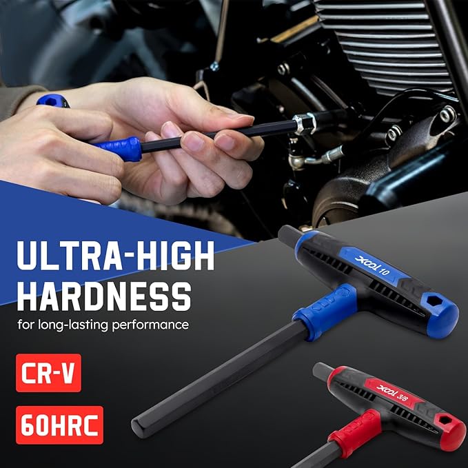 XOOL 14PCS T Handle Allen Wrench Set, Metric & SAE Hex Key Set, Long Arm Hex Key Wrench Set with Portable Organizer