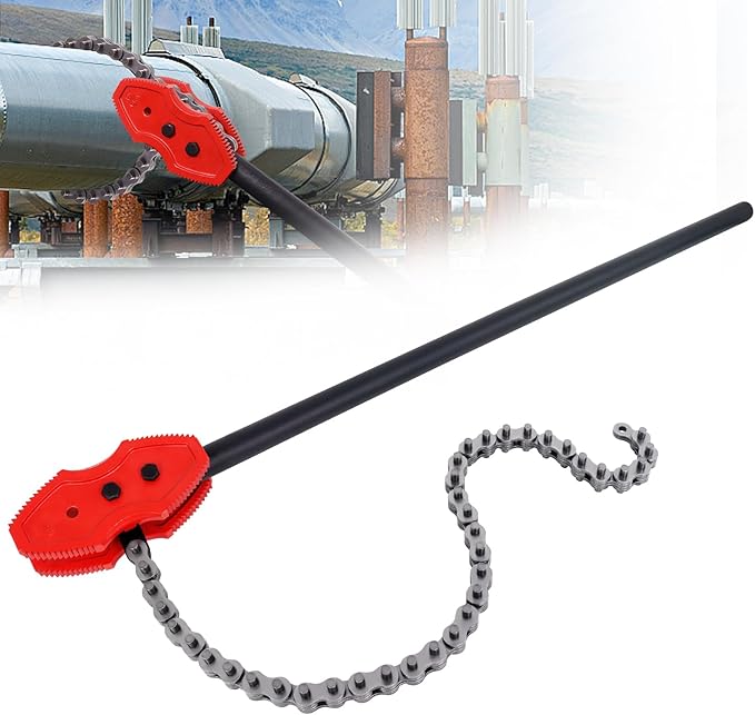 YHK Chain Pipe Wrench, 50” Heavy Duty Chain Tongs with 41.3" Chain Length, Heavy-Duty Chain Wrench for Pipe Installation, Repair, and Maintenance, Fit for 1-1/2"-8" Pipe Diameters