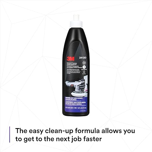 3M Perfect-It Random Orbital Compound, 34130, 1 Pint, Fast Cutting Compound for Automotive Buffing & Polishing