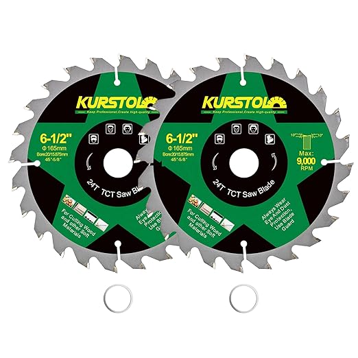 Circular Saw Blade 6-1/2 Inch - 24T ABT Wood Cutting Saw Blade with 4/5” Arbor for Wood, Plastic, Plywood, Particle Boards, Multilayer Boards(3 Pack)