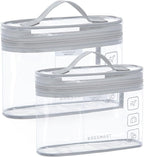 BAGSMART TSA Approved Toiletry Bag, 2 Pack Clear Makeup Cosmetic Bag Organizer, Quart Size Travel Bag for Toiletries, Carry-on Travel Accessories Essentials, Gray-2pcs