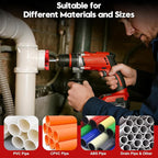 8Pcs Plastic Pipe Reamer Kit - Qoobly PVC Fitting Saver Compatible with 1/2" Drills - Pipe Reamer Tool for SCH40 Includes 1/2'' 3/4'' 1'' 1-1/4'' 1-1/2'' 2'' 3'' 4'' for PVC CPVC ABS Pipes Repairs