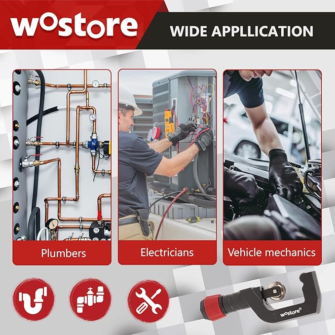 Wostore Tube Cutter Set Heavy Duty Pipe Cutter 3/16-2 Inch (5-50mm) O.D.tubing, Mini Tube Cutter 1/8 to 7/8 Inch (3-22mm), Deburring Tool For Copper, Aluminum, PVC Pipes