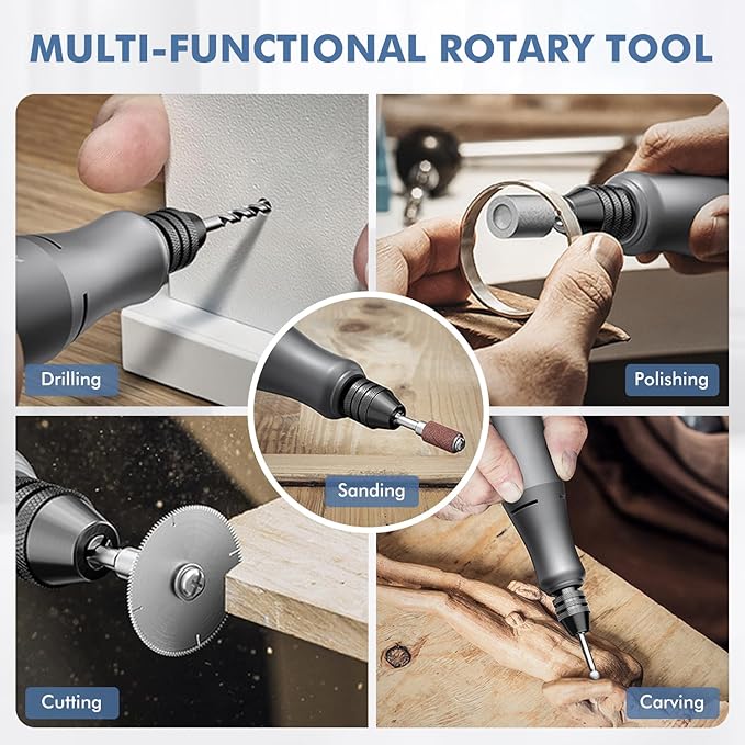 Mini Rotary Tool Kit with Copper Core Motor & 86 Accessories, Variable Speed 0-18,000 RPM, 3-24V Regulated Power for Engraving, Sanding, Polishing, Drilling, DIY Crafts