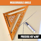 Carpenter Square 12-inch Layout Tool Alloy Metal Triangle Ruler Protractor,Orange（SAE&MER）