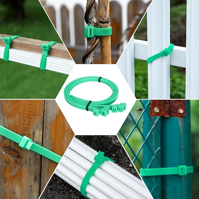Long Zip Ties Heavy Duty 24 inch，400 LBS Tensile Strength With Double Sided Toothed Super Durable Cable Ties ，Extra Large Wire Ties Adjustable Nylon Tie Wraps for Indoor Outdoor （100 Pack Green）