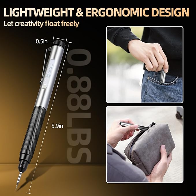 Engraver Pen, HARDELL Engraving Pen USB Rechargable with Premium Bits, Cordless Engraving Tool Portable, Micro DIY Engraving Tool Kit for Glass Stone Wood Metal Plastic Jewelry