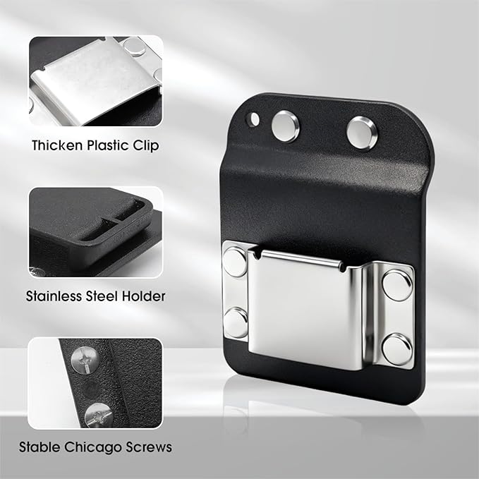 1 Pcs Drill Holder for Tool Belt + 1 Pcs Drill Clip, Tape Measure Holder with Metal Clip, 2 in Belt Hook Holster for Cordless Drill, Impact Driver, Measuring Tape, Tool Accessories