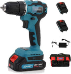 Brushless Cordless Drill Set/Driver Kit,Lightweight Driver, Electric Power Drill with 2 Batteries and Charger,3/8 Inch Keyless Chuck,21+1 Torque Setting,2 Speed with Bits-JOVANT