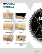 6-1/2-Inch 60-Tooth Circular Saw Blade with 5/8-Inch Arbor, Ultra Finish Wood Cutting, Carbide Tip, Thin Kerf, for Plywood, MDF, OSB, Laminated, 2 Pack