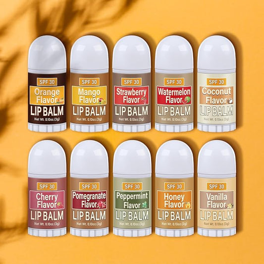 10 Pcs Mini Sunscreen Lip Balms Bulk SPF 30 Lip Balm Sticks Favors with Sunscreen SPF Employee Staff Appreciation Gifts Bulk Team Coworkers Christmas Party Gifts for Travel Beach-VeraVaultWomen